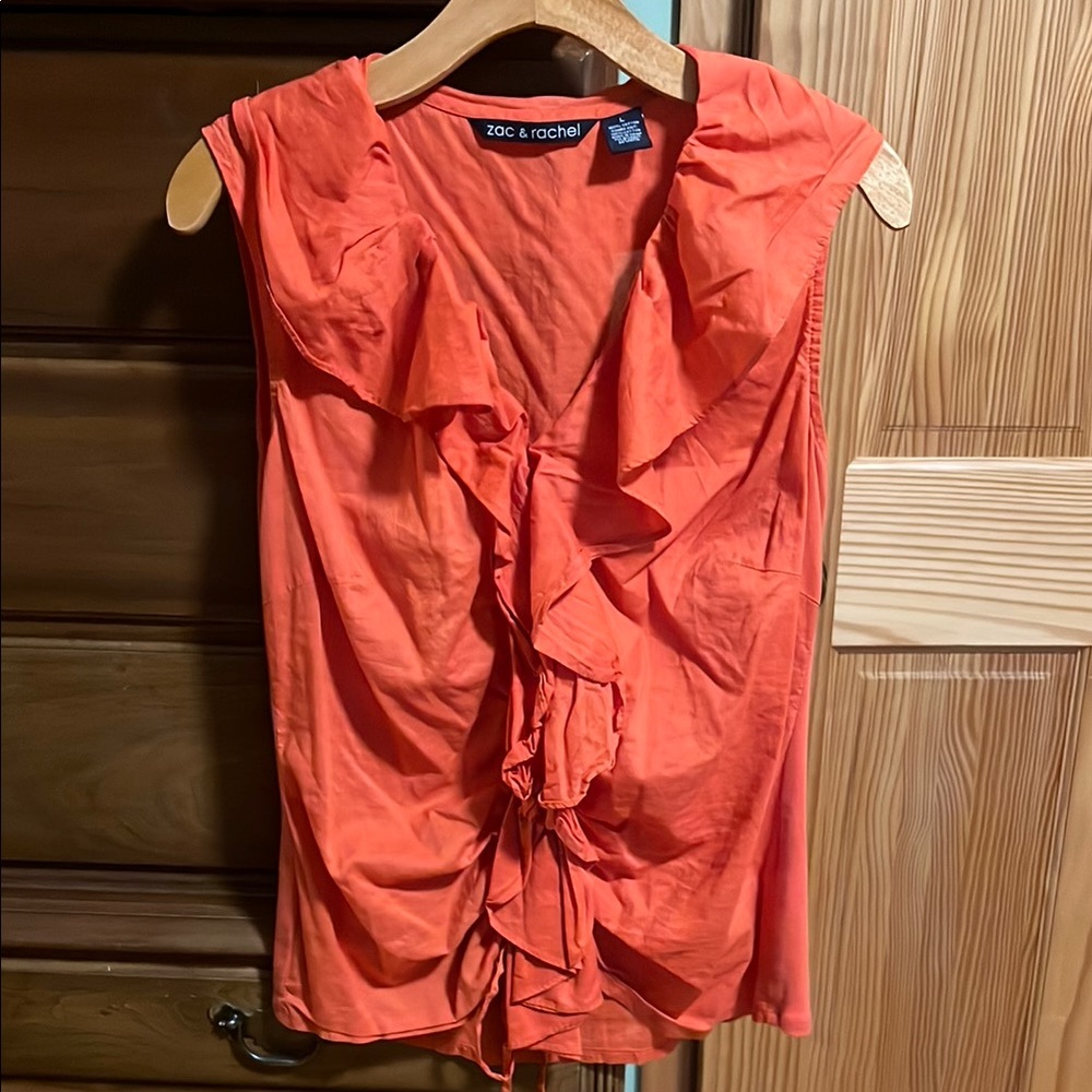 Zac & Rachel Pink Sleeveless Ruffled Blouse